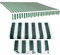 Tenda a baldacchino retrattile a righe verdi da 2,4 x 2,7 m, in tessuto di poliestere, resistente ai raggi UV, per esterni, per cortile, terrazza, balcone, finestre e porte, tenda da sole di ricambio