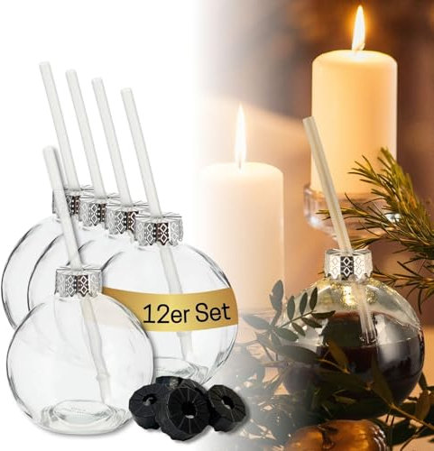 Bada Bing 12er Set Trinkglas mit Deckel und Strohhalm Christbaumkugel - Weihnachtskugel Gläser mit Trinkhalm für Weihnachten - Weihnachtskugelglas warme Getränke - Geschenk für Weihnachten Barzubehör