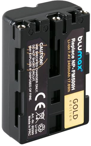 blumax Battery Replacement for Sony NP-FM500H | 2400mAh -| NP-FM500 NP-FM55H for Sony Alpha 77 99 - A77 A99 II - DSLR A580 A850 A900 - VG-C77AM VG-C99AM