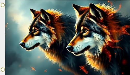 U24 Flagge Fahne Spirit of the Wolf Motiv Nr. 2 Hissflagge 90 x 150 cm