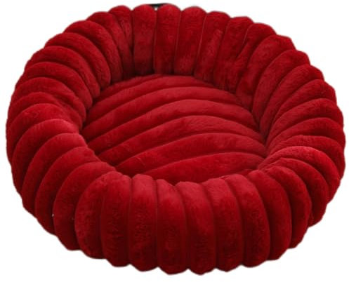 Pevfeciy katzenbett hundebett rund flauschig hundekörbchen waschbar katzenkorb für Kleine Mittelgroße Hunde Katzen,Rot,40cm