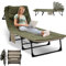Feldbett Klappbar XXL Campingbett Extra Breit mit Kissen Gästebett Campingliege 190x68x30cm, Camping Bett Faltbar mit 6-Fach Verstellbare Rückenlehne Karpfenliege Klappbett für Outdoor Garten Reisen