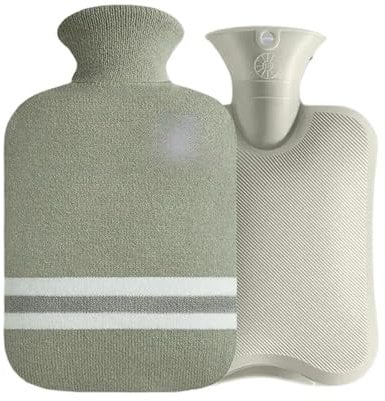 Hot Bottle,Hot Water Bottle with Cover, 2PCS Water Injection Hot Water Bag PVC Large Capacity Portable Leak-Proof Flannelette Warm Hand Bag(Bean Green 2l)