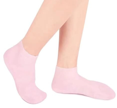 One Pair Anti Slip Moisturising Silicone Socks Comfortable Dry Cracked Feet Socks Foot Care Foot Spa Gel Silicone Socks for Women Foot Dry Cracked (Small)