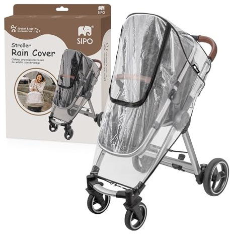 SIPO Regenschutz Kinderwagen Universal Regenverdeck für Buggy Kinderwagen Wetterschutz gegen Regen Wind und Schnee Transparent EVA PVC-frei mit Reißverschluss und Belüftung