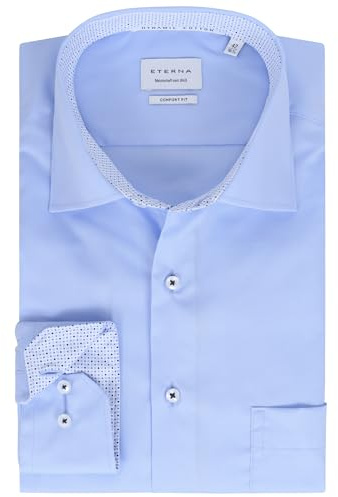 ETERNA Herren Langarm Hemd Comfort FIT | Dynamic Cotton™ | Hellblau | 100% Baumwolle | Kentkragen mit Ausputz Gr. 45