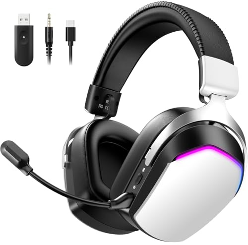 WizBolt RGB Wireless Gaming Headset with 60H Playtime, 7.1 Surround Sound & Noise-Cancelling Mic - Compatible with PS5/PC/Xbox - Over-Ear Comfort Design