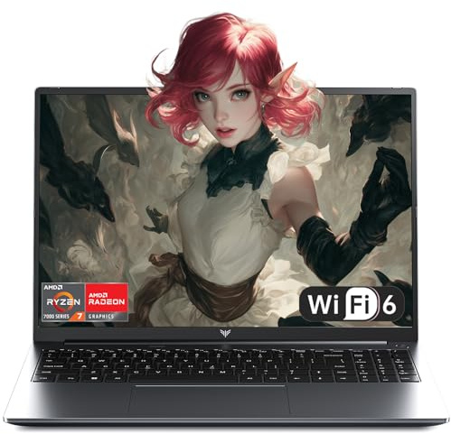 Tivique 2025 Gaming Laptop - 15.6 Inch FHD with Ryzen 7 7730U Processor up to 4.5GHz (beat i7-1260P) 8C/16T - 16GB RAM DDR4x2 512GB M.2 SSD, HDMI,BT5.2, USB3.2,Type-C,Privacy, 65W Fast Adapter, WiFi 6