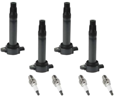 4 Stück 3-polige Zündspulen 4 Stück Zündkerzen UF557 Kompatibel mit Journey Compass 2L 2.4L Motor