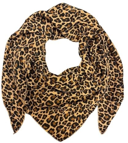 XL DreieckStrickschal Leopard Frühling Schal 100% Baumwolle Made in Italy Fashion Tuch Dreieckschal Stola Herbst Frühling Tuch Leo