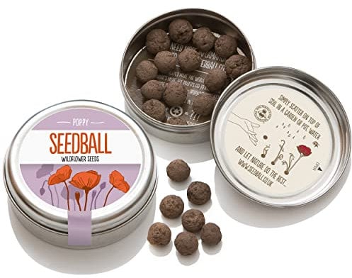 Native Red Poppy (Papaver rhoeas) Seedball - 2000 Seeds Per Tin, Super Easy To Use & Grow. Great For Bees & Butterflies **Ideal Garden Gift** *RHS Perfect For Pollinators* Check Out The Full SEEDBALL Range!!