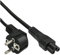 InLine 16657D Netzkabel für Notebook, Schutzkontaktstecker gewinkelt auf 3pol Kupplung, schwarz, 2m