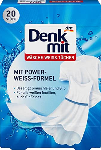 Denk mit Wäsche-Weiss-Tücher 20St. mit Power-Weiss-Formel,, beseitigt Grauschleier und Gilb, für alle Textilien geeignet, auch für Feines