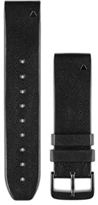 Garmin Quickfit Armband, 22mm, Leder, Schwarz, passend für Fenix 5/6/7 (außer S- & X-Modelle), Epix, Instinct Serie (außer S-Modelle), Forerunner 745/945/955, MARQ Serie, Quatix 6/7, Descent G1