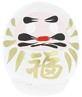 Tierra Zen Daruma, bemalte Pappmache, Weiß, 4,5 cm