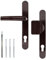 Premium Drückergarnitur DHS 92mm - Schildbreite 32mm, Farbe:Braun RAL 8017, Griffart:Griff-Knauf