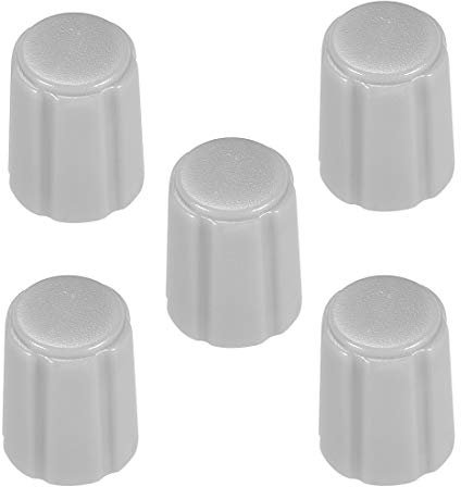 uxcell Potentiometer-Regler für E-Gitarre, Acryl, Lautstärkeregler, Grau, D-Typ, 4 x 6 mm, 5 Stück