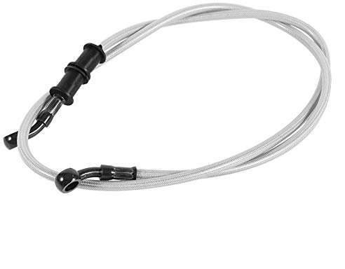 Keenso Motorrad Bremsschlauch, Motorrad 500mm-1200mm geflochtene Ölschlauch Stahl Brems und Kupplungs Ölschlauch Bremsleitung für die meisten Fahrräder, Enduro, Motocross (600mm-Silber)
