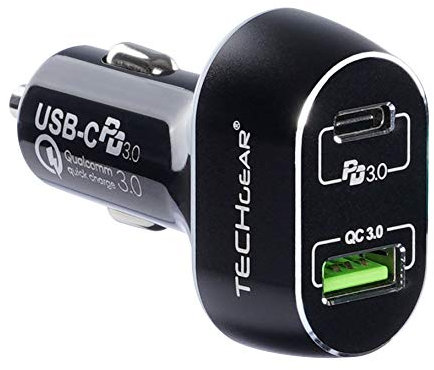 TECHGEAR 63W USB C Car Charger Fast Charging PD3.0 45W & QC3.0 18W Type C & USB A Car Charger Compatible with Galaxy S25/S24/S23/S22 Series, Pixel, iPhone 17/16/15/14 Series,iPad Pro/Air, MacBook,etc