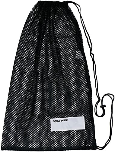 aqua zone Sporttasche mit Kordelzug für Schwimmen, Strand, Tauchen, Reisen, Fitnessstudio (Black-2)