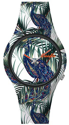 Doodle Watch Armbanduhr Wild Mood Tattoouhr Pfau Weiß DO39006