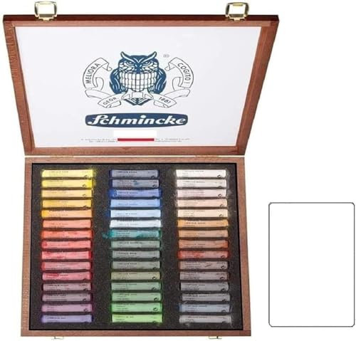 Schmincke Soft Pastel, feinste Extra weiche Künstler Pastellkreide, Selection General, 45-Farben, (Made in Germany) und 1 EMI Craft Postkarten