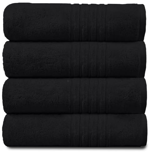 GC GAVENO CAVAILIA 450 GSM Hand Jumbo Sheet, 100% Egyptian Cotton, Black, Pack of 4 Bath Towel