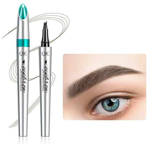 Eyebrow Pencil, 4 Point Pencil, Liquid Color, Waterproof, Microblading Ink, Fork Tip, 3D Makeup Applicator, Tattoo Applicator, Smudgeproof, Microblade Eyebrow Marker (Dark Brown)