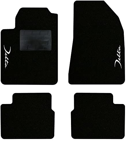 QUEMAR Auto-Fußmatten-Set kompatibel mit Lancia Delta 2008-2014, Fußmatten-Set aus Teppich und Gummi, nach Maß (2 vorne + 2 hinten) / Stickerei und personalisierte Farben (2 Stickereien, schwarzer