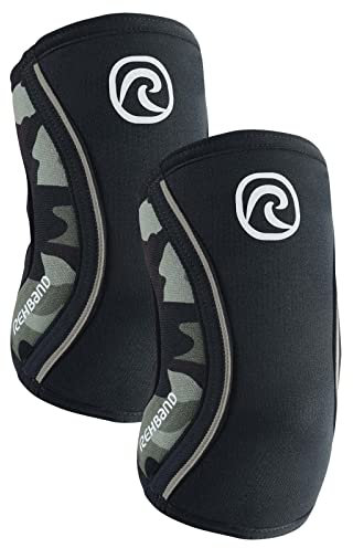 Rehband Ellenbogenbandage aus 5mm SBR/Neopren, Ellenbogen Sleeve für Kraftsport, anatomisches Design, rutschfest & enganliegend für Damen & Herren, Farbe:Camo - 1 Paar, Größe:XL