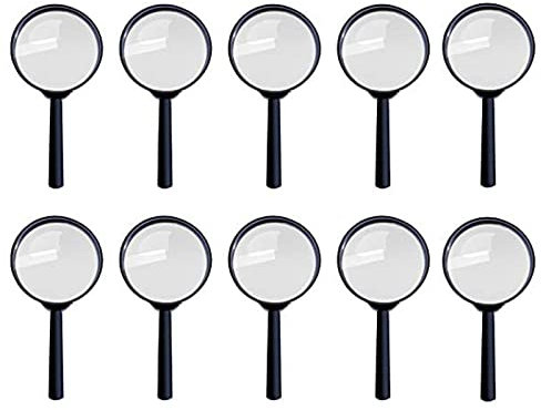 10 Stück Lupen Kinder, Mini Lupe, Lupen Kinder Set, Mini Kunststoff Handlupe, Lupen Kindergeburtstag, für Outdoor-Forschung zu Hause, Schule, Lesen von Bildern und Wörtern,Detektiv-Agent-Explorer-Set