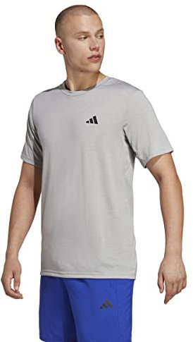 adidas Herren Train Essentials Comfort Training Tee, Medium Grey Heather/White/Black, S