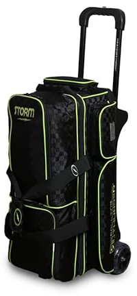 Storm Bowlingtasche mit 3 Bällen, kariert, Schwarz/Limettengrün