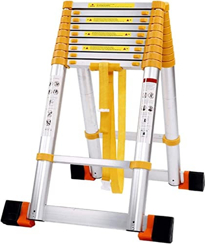 Klappleiter Leitern, einfach zu bewegende Teleskopleiter mit Riemenscheiben 20 Ft Aluminium-Telesleiter Teleskop-A-Typ-Verlängerung Mehrzweck für Heim-/Gebäude-Stehleiter (Color : 20ft)