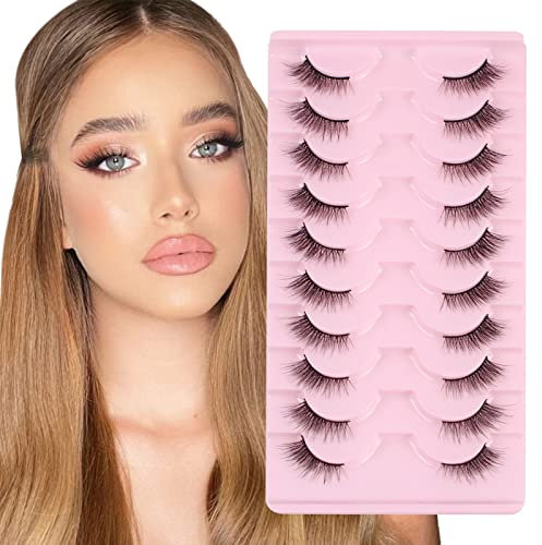 Parriparri Demi Faux Cils Cat Eye Half Lashes 10 Paires Faux Cils Naturel Coin Cils Oeil de Chat Doux Corner Eyelashes 3D Fake Lashes