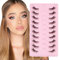 Parriparri Demi Faux Cils Cat Eye Half Lashes 10 Paires Faux Cils Naturel Coin Cils Oeil de Chat Doux Corner Eyelashes 3D Fake Lashes