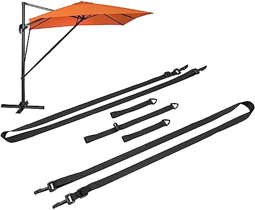 Hitburu Parasol Stabiliser Straps | Wind Protection Straps for Cantilever Parasol | Protection Stabilizer Strap | Weatherproof Adjustable Polyester Fixed Band for Big Umbrella, Parasol, Parasol