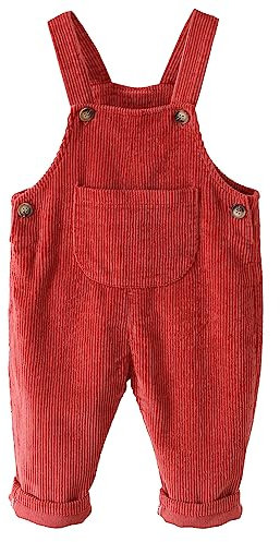 Panegy Salopette per neonati, in tinta unita, con bretelle, morbide, retrò, con bottoni, bavaglini monoblocco, per neonati, per primavera, autunno, Stil4/Rosso, 9-12 Mesi