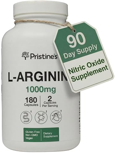 PRISTINE'S L-Arginine 1000mg Capsules, Nitric Oxide Blood Flow Support