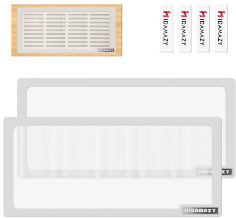 Magnético Ventilación Cubierta 30,5 x 14 cm, 2 Piezas Tapa Rejilla Ventilacion Suelo Pared Aire Registros Cubierta Fuerte Imán Ventilación Pantalla Malla para Bloqueo Cabello Polvo Desechos, blanco
