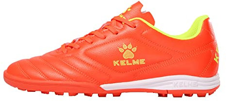 KELME Football Boots Men's Breathable Turf Trainers Outdoor Cleats Athletics Sneakers Teens Professional Wear-Resistence Soccer Shoes Non-Slip Orange UK 10
