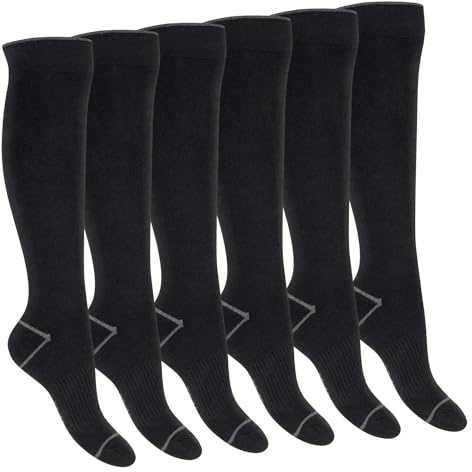 Footstar Damen und Herren Winter Kniestrümpfe (6 Paar) Vollfrottee Socken mit Thermo Effekt - Black 35-38