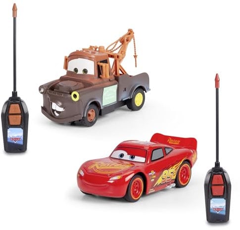 Jada Toys Cars RC Autos Lightning McQueen & Hook (Mater) aus Disney Pixar Cars - 2 ferngesteuerte Autos ab 4 Jahre, RC Single-Drive Twin Set für Kinder, max. 6 km/h, je 14 cm