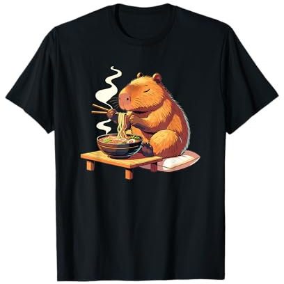 Lustige Tiere essen Ramen hier entdecken Capybara Ramen T-Shirt, Unisex, Schwarz, S