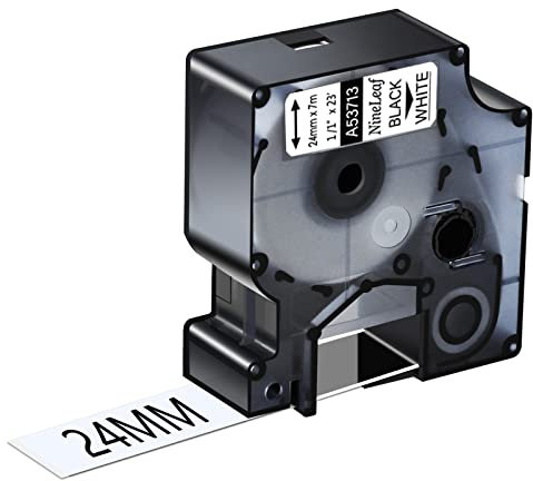 NineLeaf 50 Packung Ersatz für Dymo D1 53713 S0720930 A53713 24mm x 7m 0.94'' Bänder Schwarz auf Weiß Schriftband für LabelManager 300 400 450 500TS 450D Label Writer 400 Duo Beschriftungsgerät