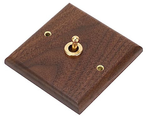 Interruttore a Levetta con Decorazione Antica Interruttore a Levetta Singolo Retrò 250V con Pannello da Parete in Legno di Noce Fatto a Mano Interruttore a Levetta da Parete Interruttore a Levetta Int