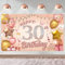 Happy 30th Birthday Banner Rose Gold Birthday Party Decoration Backdrop, 30th Birthday Poster Fabric Banner Photography Background for Girls Women, 110 x 180 cm (30th)