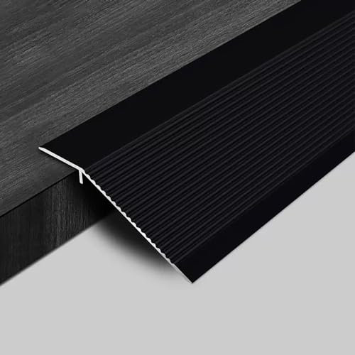 KGAILL Übergangsprofil Aluminium Bodenübergangsstreifen Abschlussprofil Anti-Rutsch Türleisten Ausgleichsprofil Höhenausgleich 1-5cm (Color : Black, Size : 110cm(27.5in))