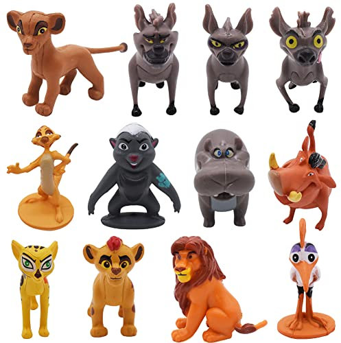 Löwen Tortendeko,12 Stück Löwen Figuren Set, Cake Topper, Mini Kuchenfiguren，Tortendekoration,Autodekoration, für Kuchen Geburtstag Dekoration Kinder Party