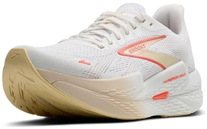 Brooks Women’s Hyperion Max 2 Neutral Running Shoe, White/Peach/Coral, 41 EU